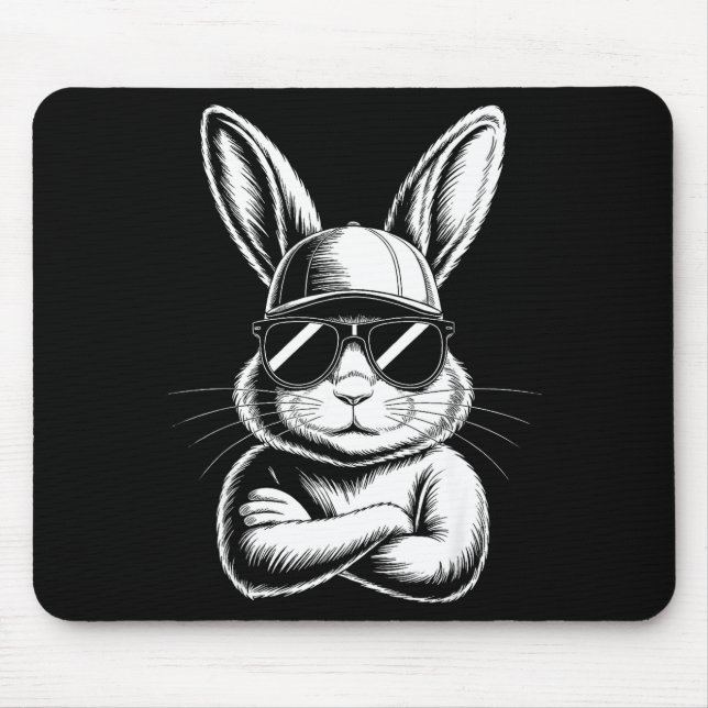 Cool Bunny Face With Sungles Easter Day For Boys M Mouse Mat (Front)