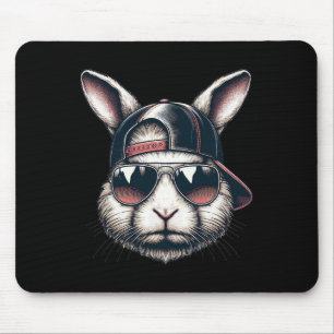 Cool Bunny Face With Sungles Happy Easter Boys Men Mouse Mat