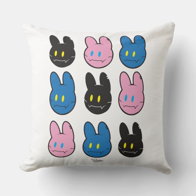 Cool Bunny Gang Pattern Cartoon Throw Pillow (Front)