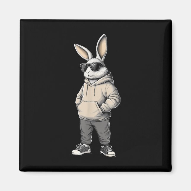 Cool Bunny Happy Easter Day Rabbit Sungles Men Kid Magnet (Front)