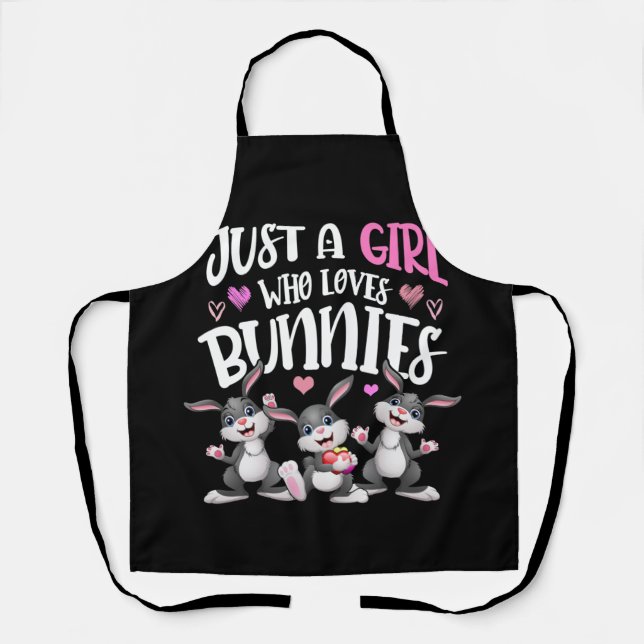 Cool Bunny Rabbit Just A Girl Who Loves Bunnies Apron (Front)