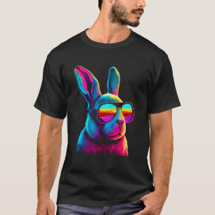 Cool Bunny Rabbit Synthwave Sunglasses Retro Color T-Shirt