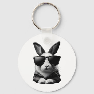 Cool Bunny Rabbit With Sungles Jacket Easter Reali Key Ring