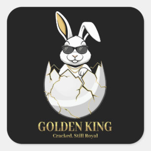 Cool Bunny Sunglasses Golden King Funny Rabbit Square Sticker