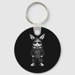 Cool Bunny With Sungles Cap Happy Easter Day Boys  Key Ring