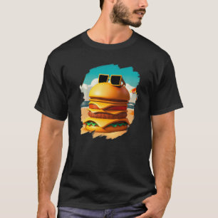 Cool Burger Chilling on Beach  Fast Food Foodie Bu T-Shirt