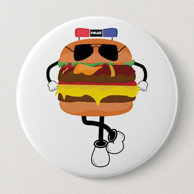 Cool Burger Police 10 Cm Round Badge (Front)
