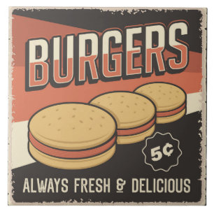 Cool burger retro vintage  tile