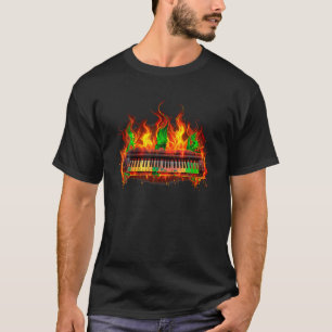 Cool burning Keyboard for Music and Flames Lovers  T-Shirt