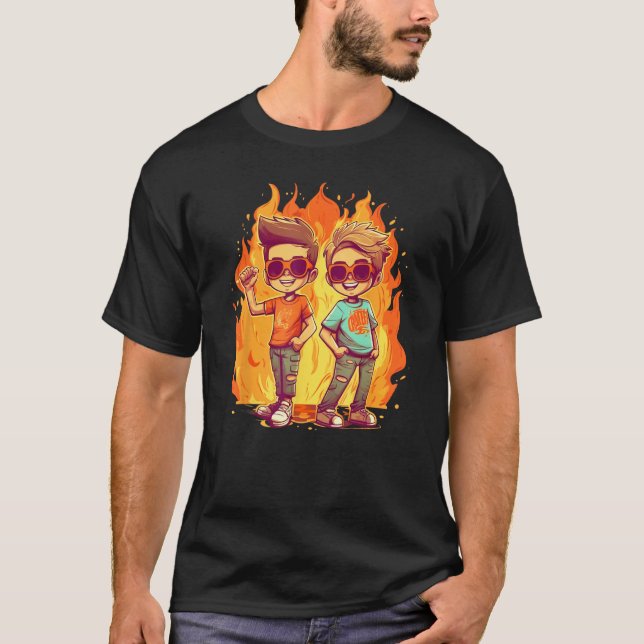 Cool burning Kids for Bestfriends with Fire and Fl T-Shirt (Front)