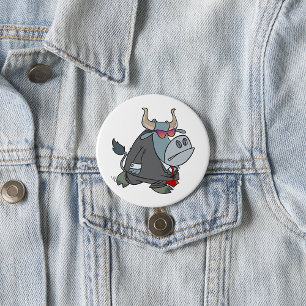 Cool Business Bull in Suit with Sunglasses  7.5 Cm Round Badge