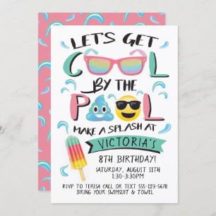 Cool by the Emoji Pool Birthday Party Invitation