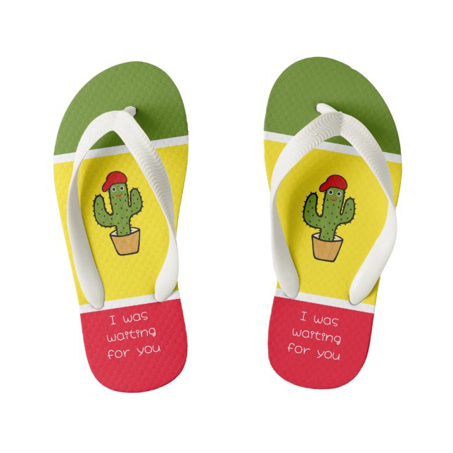 Cool cactus kid's flip flops (Footbed)