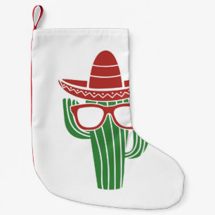 Cool cactus mascot with sombrero hat and glasses i small christmas stocking