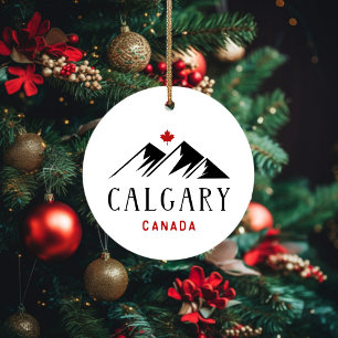 Cool Calgary Canada Mountains Maple Leaf Ceramic Tree Decoration
