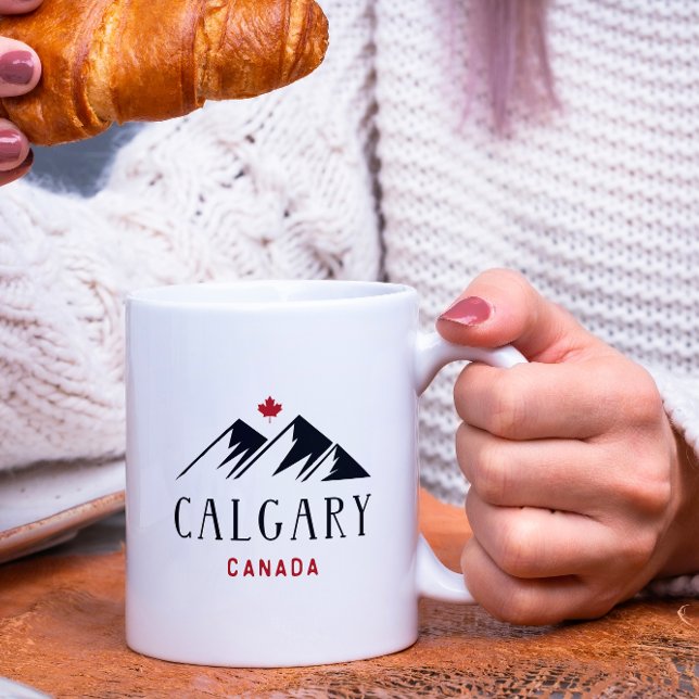 Cool Calgary Canada Mountains Maple Leaf  Coffee Mug (Creator Uploaded)