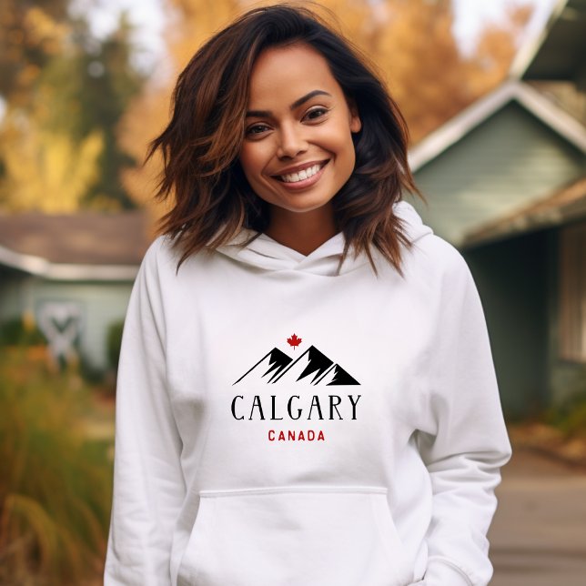 Cool Calgary Canada Mountains Maple Leaf  Hoodie (Creator Uploaded)
