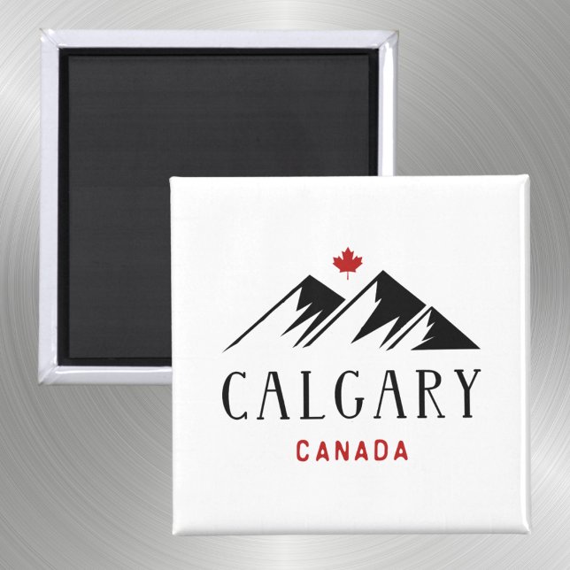 Cool Calgary Canada Mountains Maple Leaf  Magnet (Creator Uploaded)