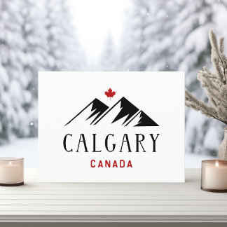 Cool Calgary Canada Mountains Maple Leaf  Postcard