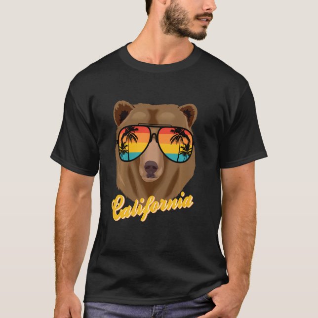 Cool California Bear Sunset Sunglasses Beach Vacat T-Shirt (Front)