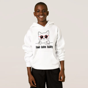 Cool Calm Guilty Funny Cat Sunglasses Kids Hoodie