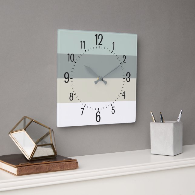 Cool Calming Minimalist Stripes Pattern Square Wall Clock (Office)