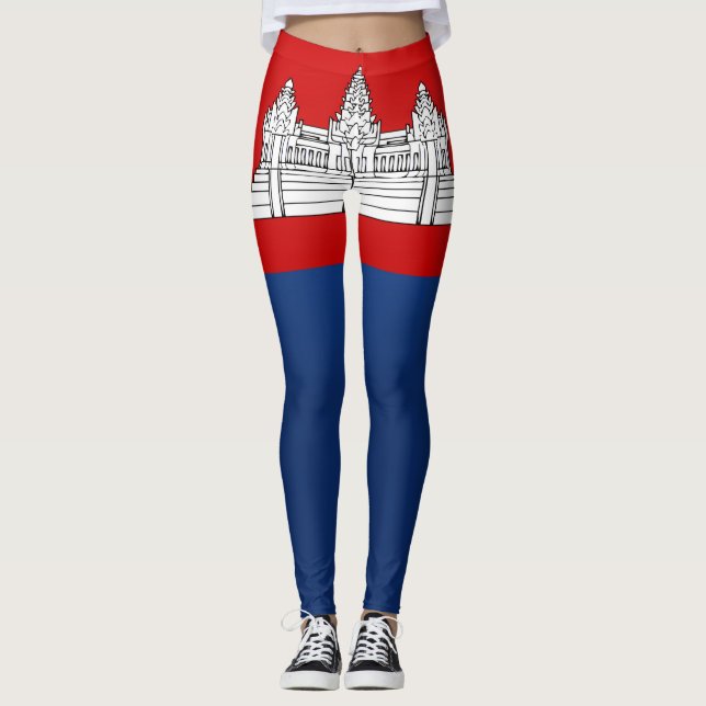 Cool Cambodia Flag Fashion Leggings (Front)