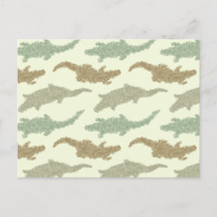 Cool Camo Alligators - seamless pattern. Postcard
