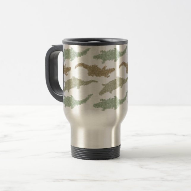 Cool Camo Alligators - seamless pattern. Travel Mug (Front Left)