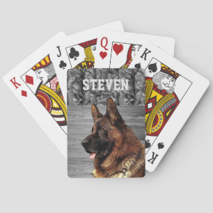 Cool Camo German Shepherd Dog Animal Rugged Name Playing Cards