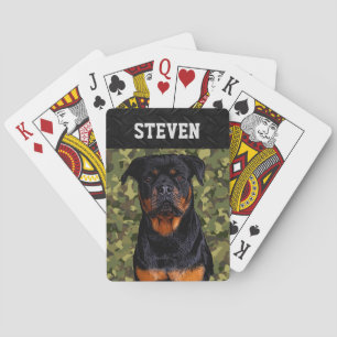 Cool Camo Rottweiler Dog Animal Rugged Name Playing Cards