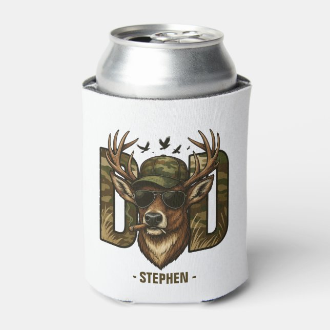 Cool Camouflage Dad – Deer with Sunglasses Can Cooler (Can Front)