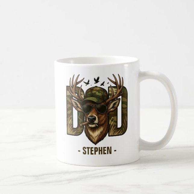 Cool Camouflage Dad – Deer with Sunglasses Coffee Mug (Right)