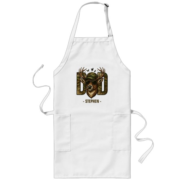 Cool Camouflage Dad – Deer with Sunglasses Long Apron (Front)