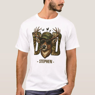 Cool Camouflage Dad – Deer with Sunglasses T-Shirt