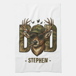 Cool Camouflage Dad – Deer with Sunglasses Tea Towel