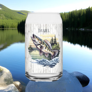 Cool camper lake house fishing lovers add name can glass