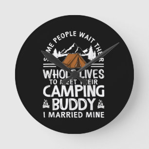 Cool Camping Buddies Gift For Men Women Funny Husb Round Clock