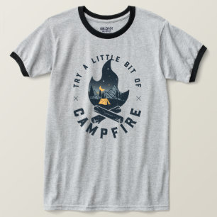 Cool Camping Camper Campfire Under Stars Mountains T-Shirt