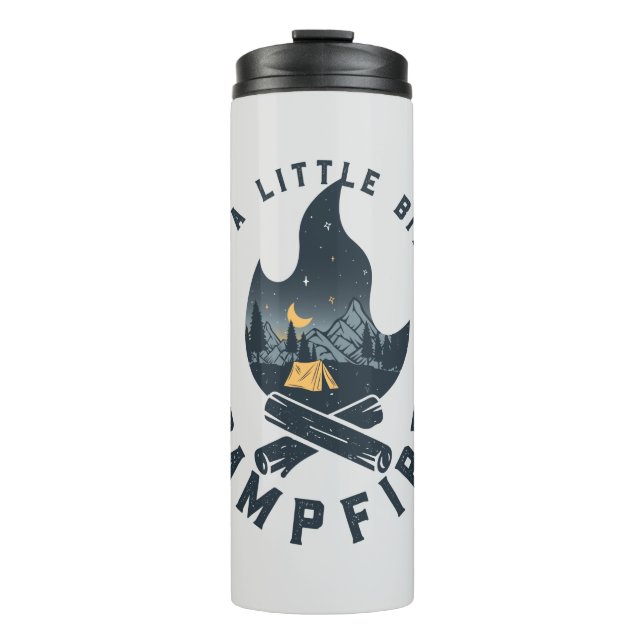 Cool Camping Camper Campfire Under Stars Mountains Thermal Tumbler (Front)