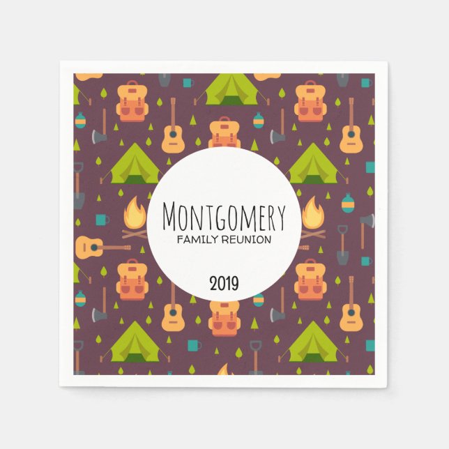 Cool Camping Design Family Reunion Napkin (Front)