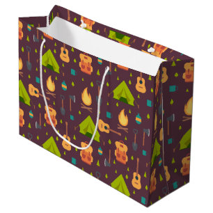 Cool Camping Design Outdoorsy Pattern Large Gift Bag