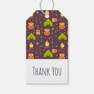 Cool Camping Design Outdoorsy Pattern Thank You Gift Tags