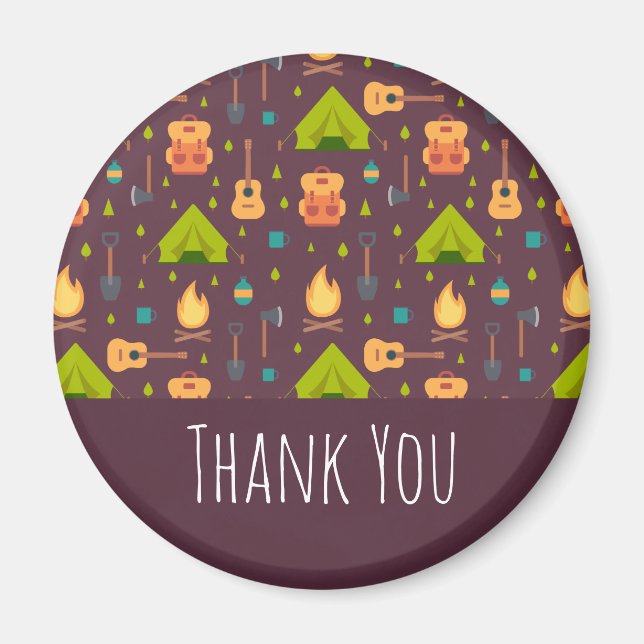 Cool Camping Design Outdoorsy Pattern Thank You Magnet (Front)