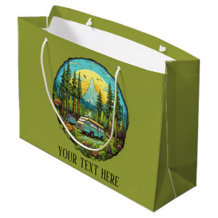 Cool camping lovers add text large gift bag