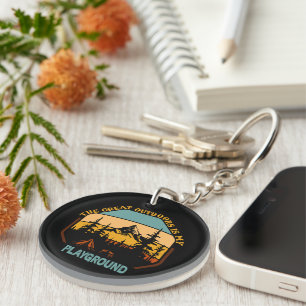 Cool camping lovers great outdoors key ring