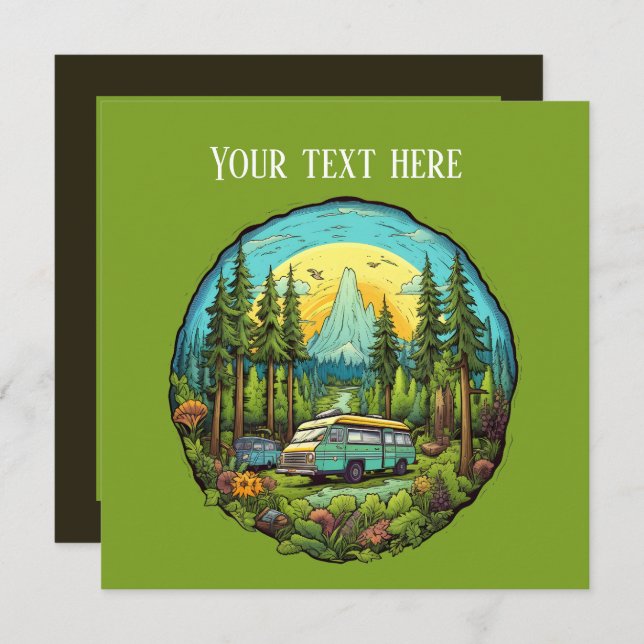 cool camping lovers party add text  invitation (Front/Back)