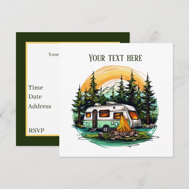 Cool camping lovers party  invitation (Front/Back)