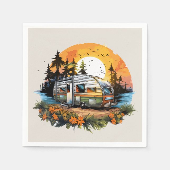 Cool camping lovers party napkin (Front)