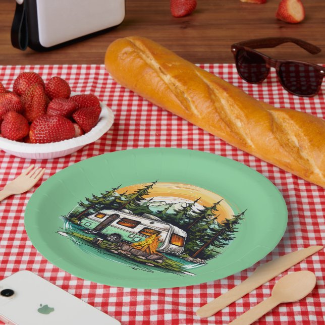 Cool camping lovers party  paper plate (Picnic)